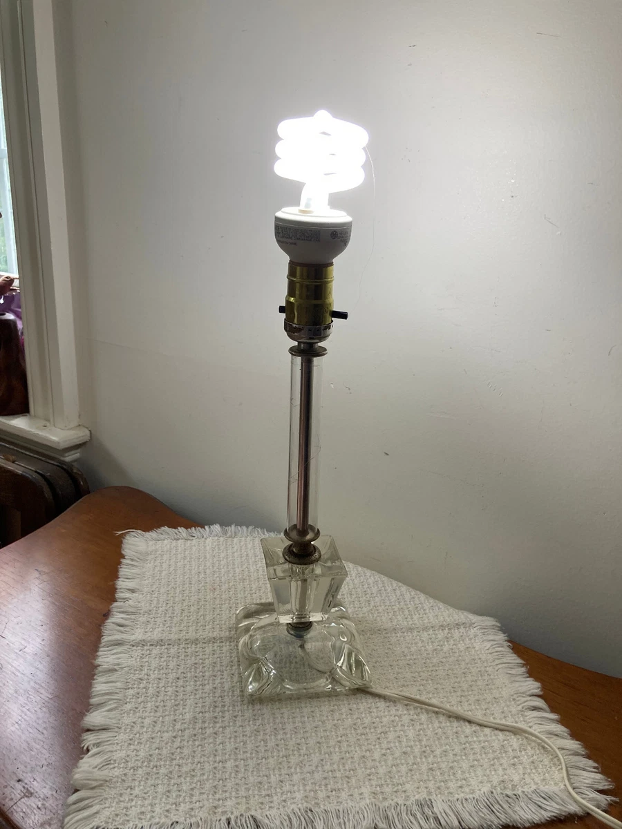 MCM Vintage Clear Glass Table Lamp Base 13