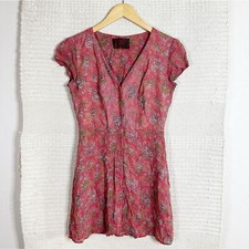 REFORMATION red floral Keene button front mini dress 4