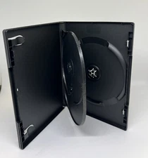 3 PCS NEW 14MM TRIPLE (3) DVD CASES WITH SLEEVE,  FLIP TRAY, BLACK, PSD56