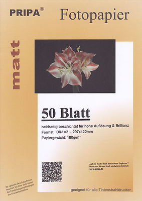 FOTOPAPIER MATT für Tintendrucker AUSWAHL wasserfest absolut KEIN Glanz A3 + A4