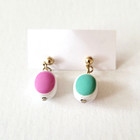 Vintage 1990s Double-Sided Pink Teal Green Earrings Dangle Reversible Drop Beads