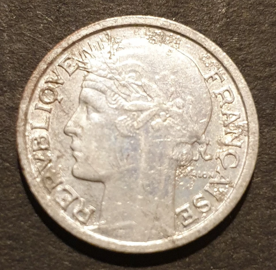 50 centimes 1945B Morlon Aluminium Magnésium, (0.7g) - Photo 2/2