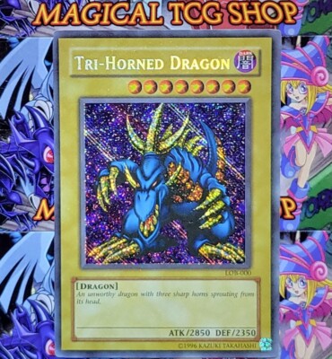 Yugioh Tri-Horned Dragon LOB-000 Secret Rare Reverse Holo Bleed