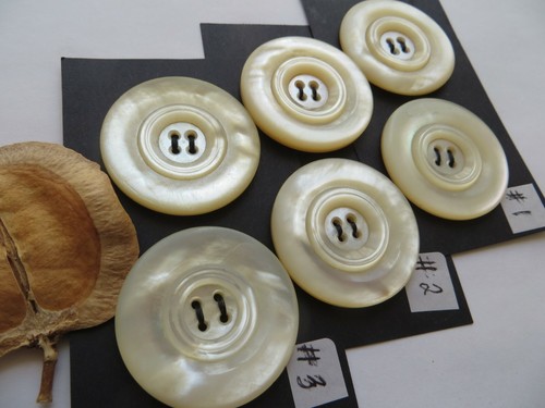 20s Art Deco Antique Big Rimmed 4Hole Mother of Pearl Coat Dress Buttons-35mm - Picture 11 of 12