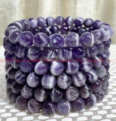 Wholesale 6 Pcs 4/6/8/10/12mm Natural Amethyst Crystal Stretch Bracelet 7.5'' AAA