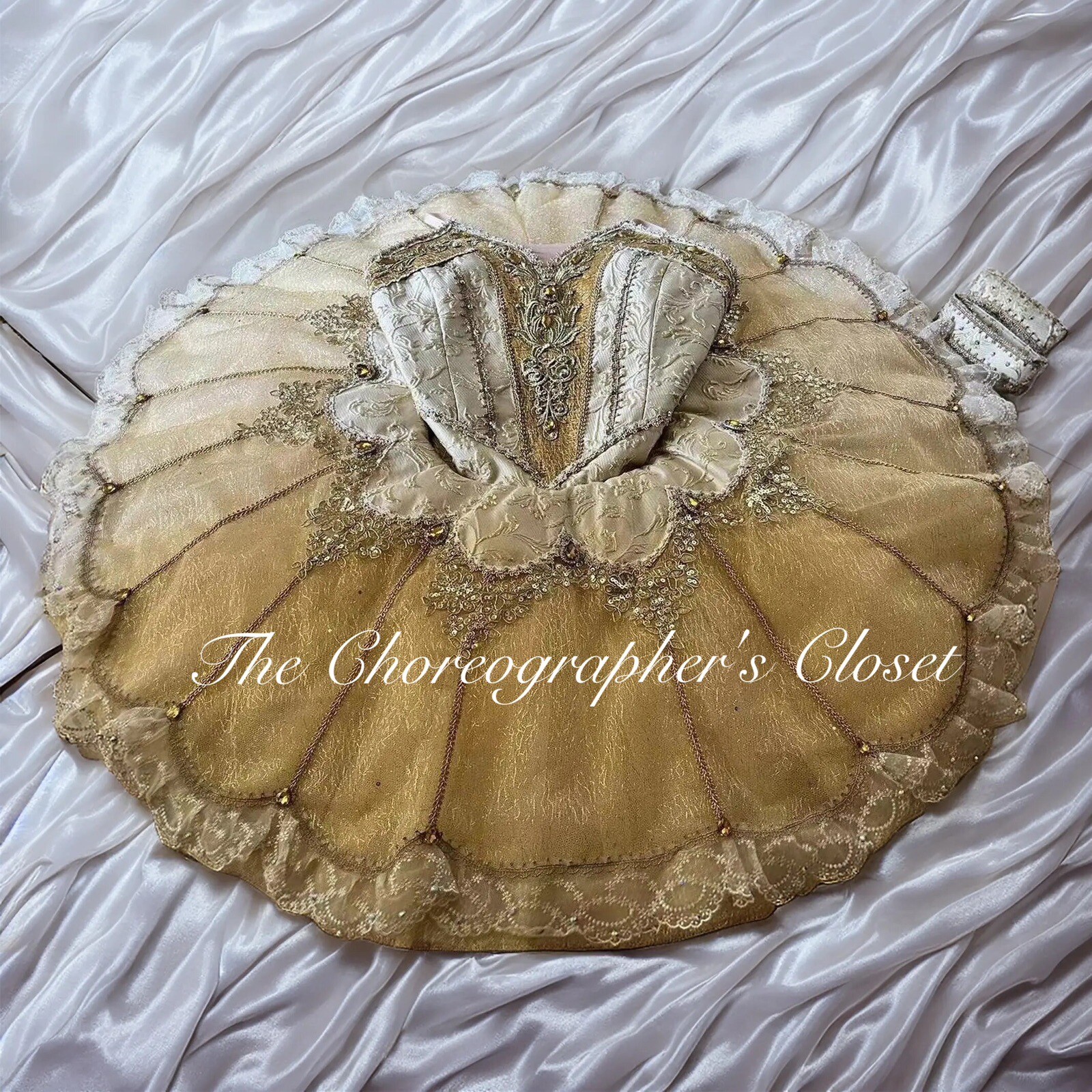 Disfraz Tutú de Ballet Dorado Profesional Paquita Raymonda 12 Capas Pequeño Adulto 4-6