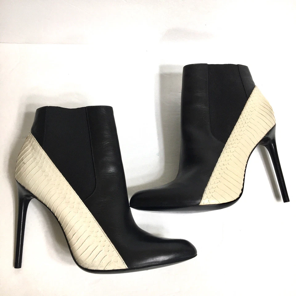 Черные белые сапоги из змеиной кожи Rachel Zoe Gael размер 9 - Изображение 2 из 4