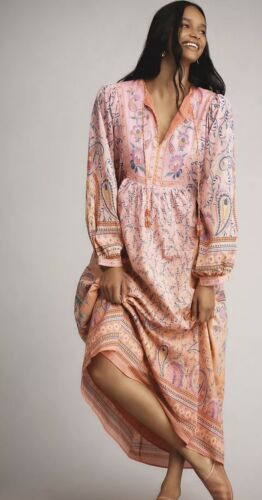 Farm Rio x Anthropologie Long-Sleeve Printed Maxi Dress Size L NWT