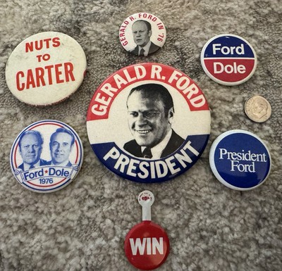 Gerald Ford Bob Dole 1976 Vintage Campaign Pins President Election Politics GOP 
