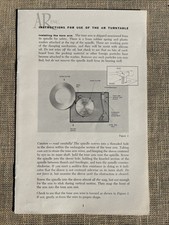 Acoustic Research The Turntable Instructions 1960s Original