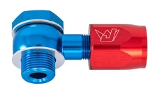JEGS 100515 Red/Blue Banjo Fitting 9/16"-24 Thread to -06AN Hose