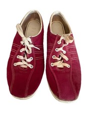 Vintage 70s Womens Red Suede Bowling Shoes Size 7.5 Made In USA Retro Rockabilly