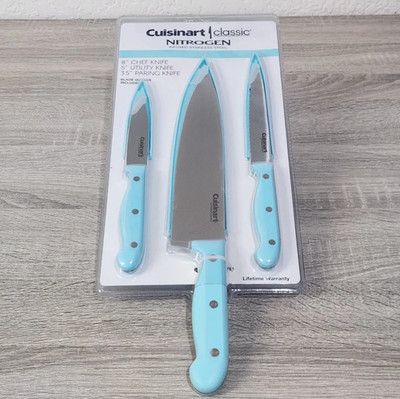 Cuisinart NITROGEN INFUSED 3- Knife Set Aqua Green Stainless Steel