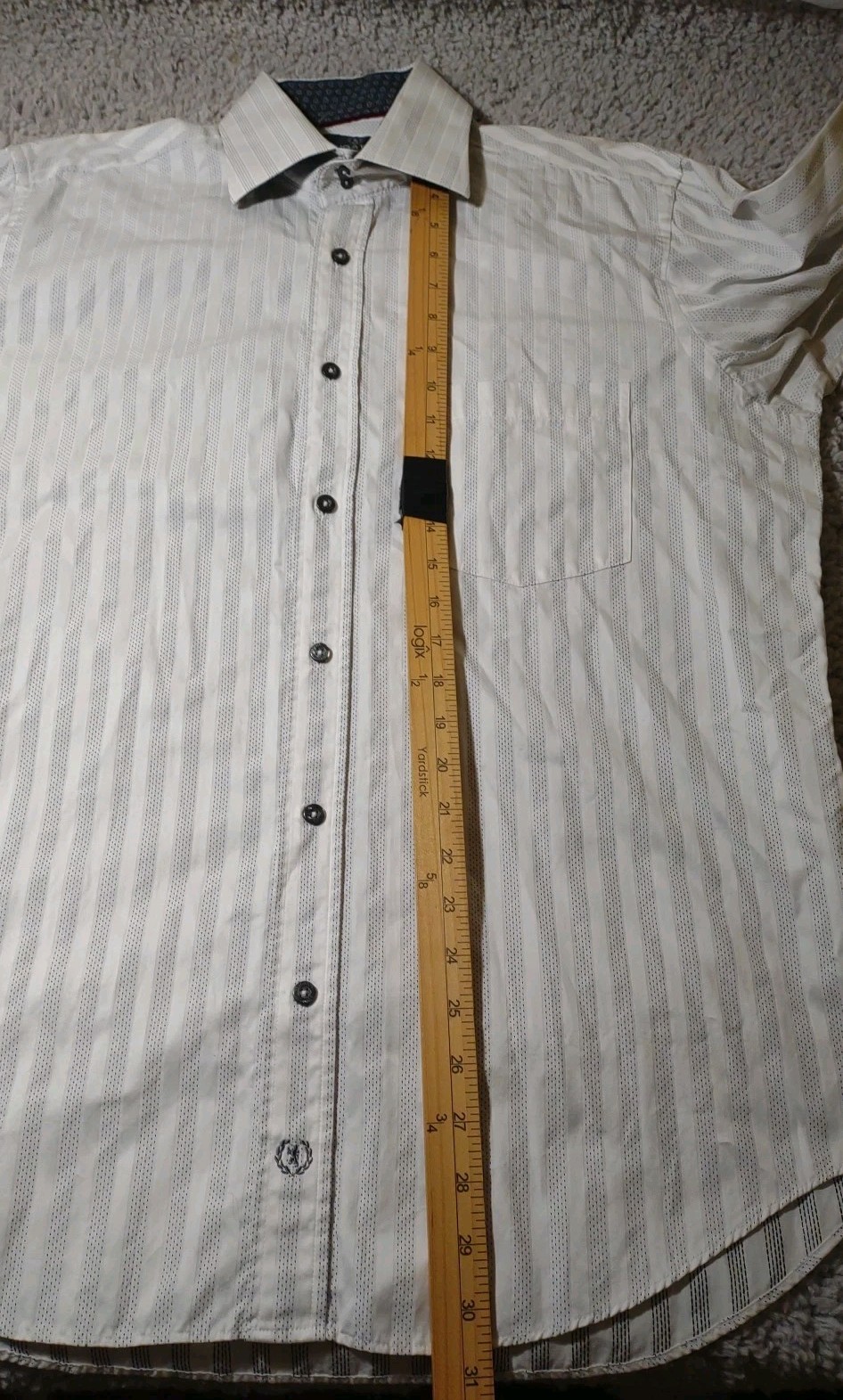 Bugatchi Men White Striped Button Long Sleeve Geo… - image 10