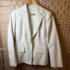 Banana Republic Blazer Size 8 Ivory Cotton Blend One Button Jacket