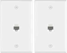 VCE 2-Pack 1-Port Cat6 Ethernet Wall Plate with RJ45 Keystone Coupler, White
