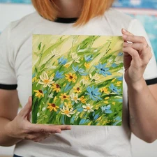 Wildflower Oil Painting Impasto Abstract Painting Original Beautiful Natural 8x8