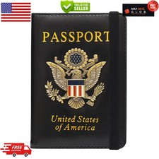 Slim Leather Passport Wallet Cover  RFID  Safe Multi-Card  Boarding  Pass Holder