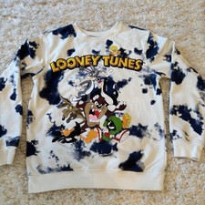 Warner Bros Looney Tunes Graphic Sweatshirt White Size Lg Taz, Tweetie, Bugs,