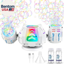Bubble Machine with Remote Control, 360  Auto Rotation 30000 Big Bubbles Multic