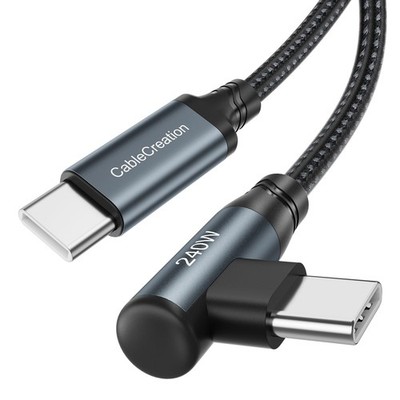 CableCreation 240W USB C to C Fast Charging Cord Right 6FT, Dark Grey 