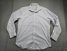 Twillory Shirt Mens 16.5-34/35 Blue Dress Non Iron Safe Cotton Traditional Plaid