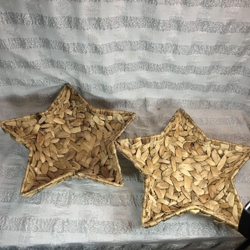 "Juego de 2 cestas tejidas en forma de estrella rústicas boho decoración de pared 17"" paja natural" - Imagen 5 de 8