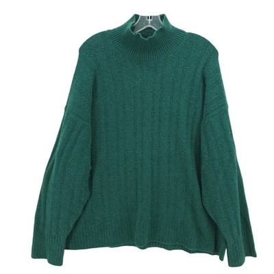 J. CREW Green Ribbed Mock Neck Sweater In Supersoft Yarn Wool Alpaca Blend 2X
