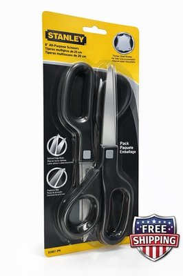 #ad Stanley 8” All Purpose Scissors 2 Pack Stainless Steel Heavy Duty Office Craft $14.50
