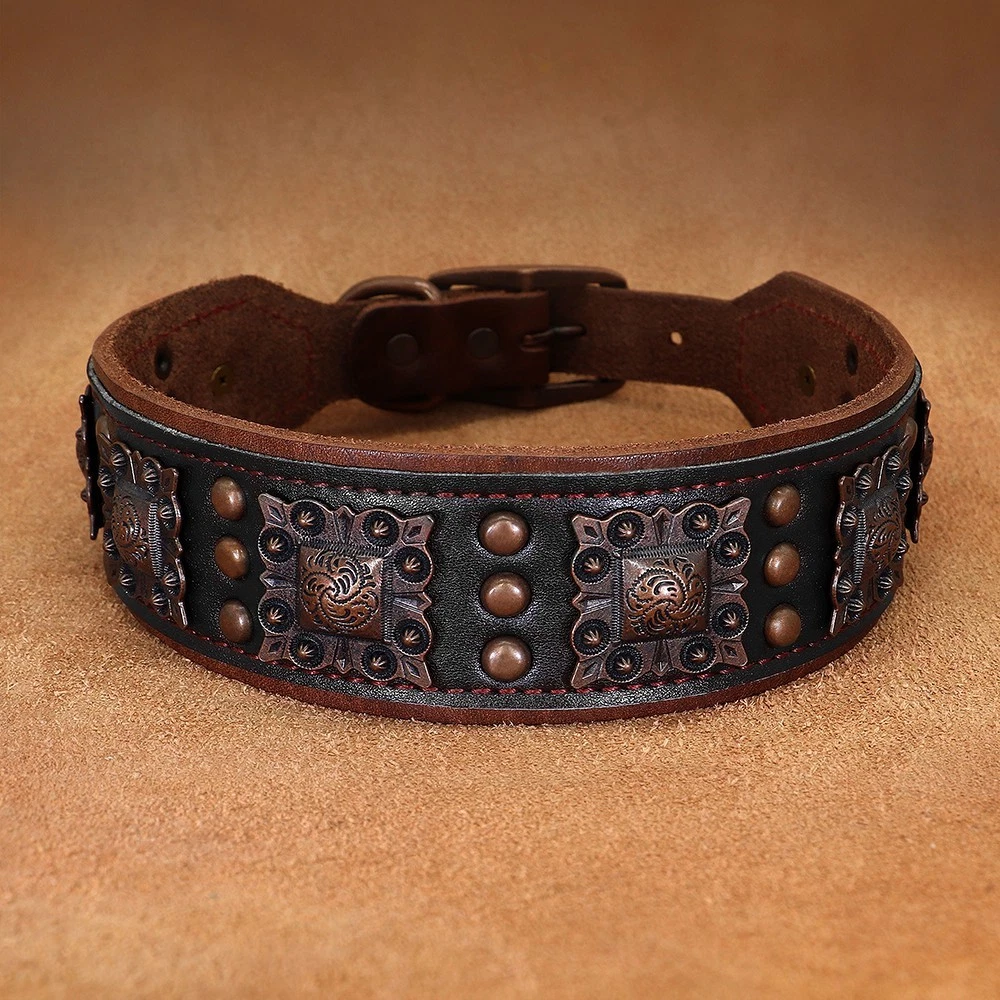 Wide Luxury Leather Studded Pet Dog Collar Heavy Duty Pitbull Rottweiler Large
Opens in a new window