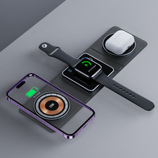 3 in 1 Magnetic Wireless Charging Station for iPhone Apple Watch AirPods Fast