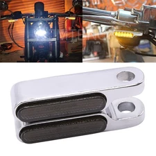 Mini Motorcycle Chrome LED Turn Signals Blinker Light Amber For Harley Davidson