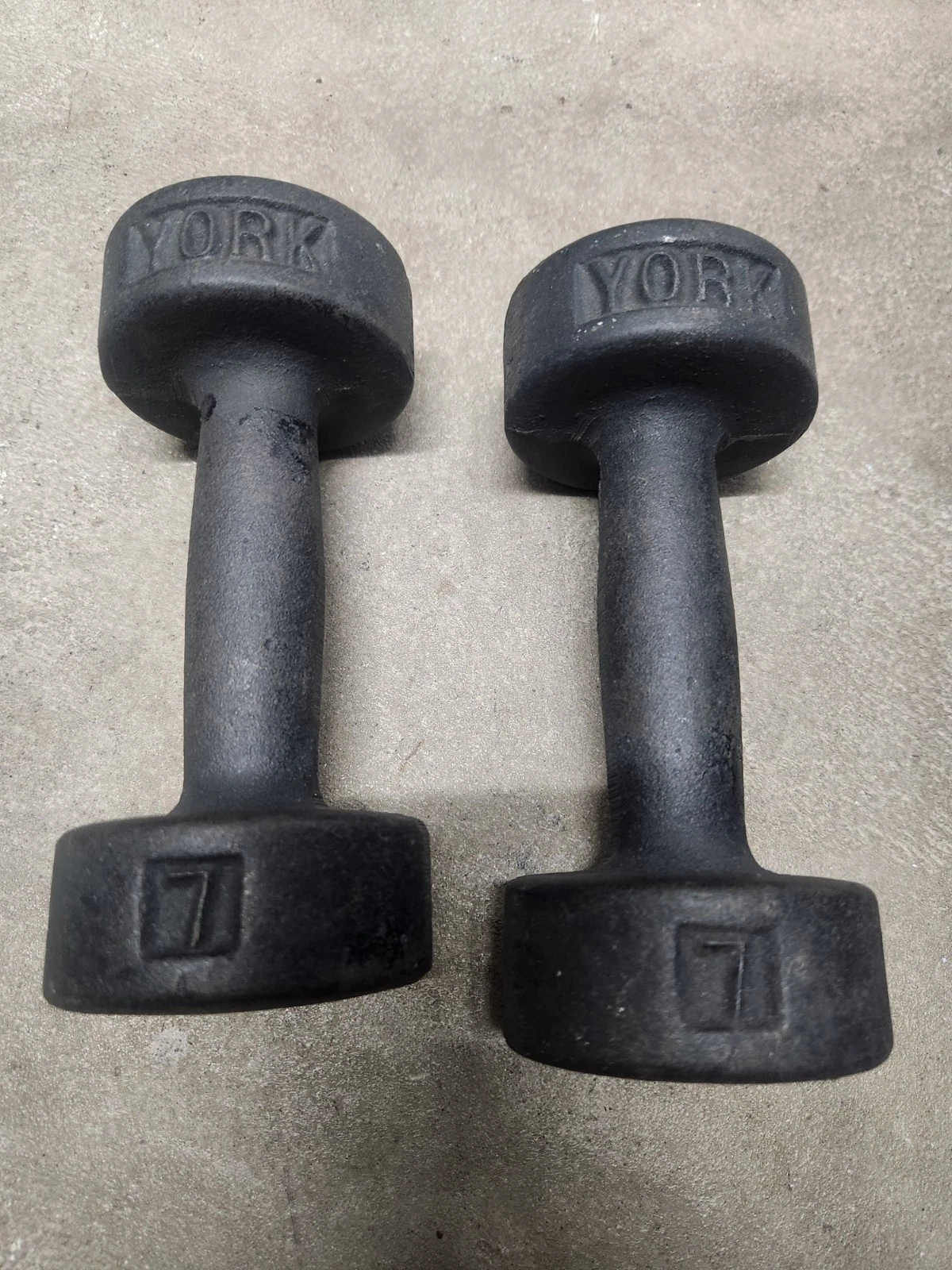 York Roundhead Vintage Dumbell Set 7lb Pre-USA