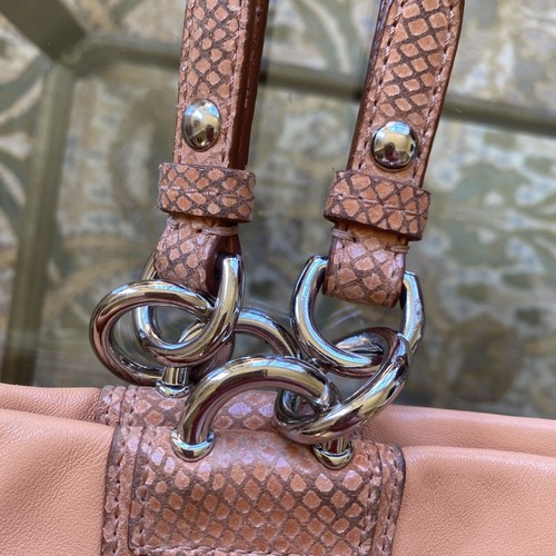 Coach Penelopy Leather Satchel Bag Preppy Peach Pink Carryall Y2K Vnt Snake Trim - Picture 19 of 20