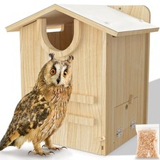 Owl House, Nesting Box with Wood Chiparge Bird House for Outdoors with L Nature
