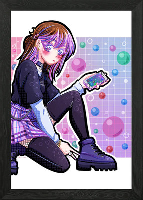 Anime E Girl gerahmtes Wandbild Poster Leinwanddruck Bild