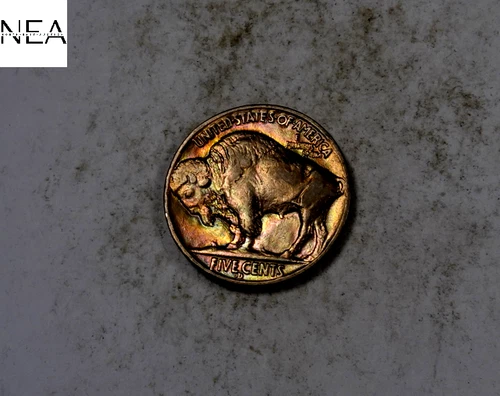 1938-D Buffalo Nickel ~ Almost Uncirculated AU Rainbow Toned ~ ZB191