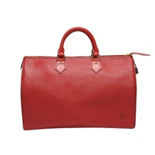 LOUIS VUITTON Speedy 35 Handbag M42997 Epi Leather Red Gold Hardware Used 4b