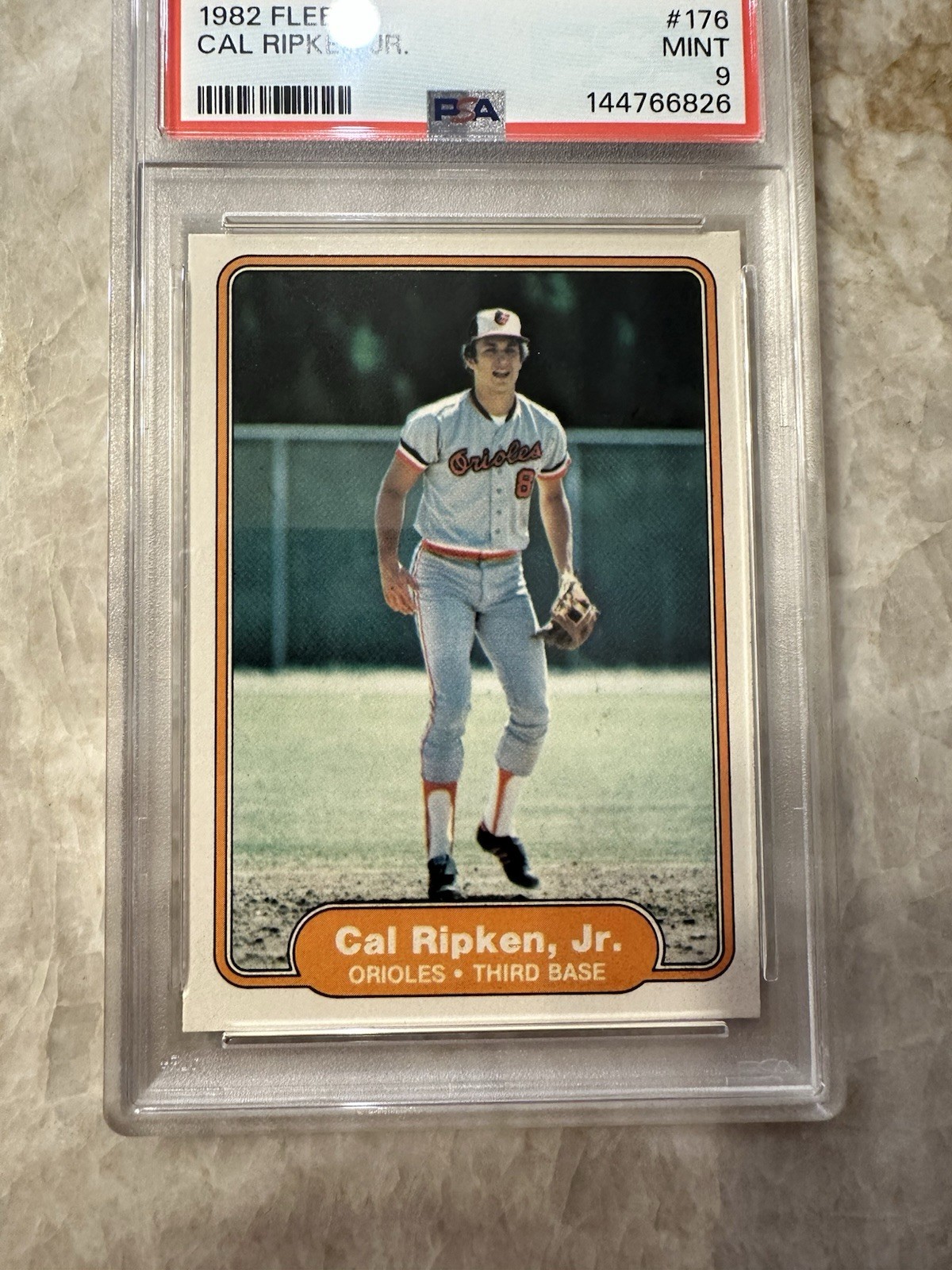 1982 Fleer - Cal Ripken #176 (RC) Baltimore Orioles PSA 9 MINT Card Rare HOF view 2