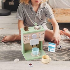 Wooden Coffee Maker Playset Afternoon Tea Kitchen Toy for Girls Boys Kids