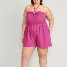 OLD NAVY Textured O-Ring Halter Romper Sixe XXL NWT Casual Vacation Pockets