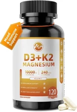 Vitamin D3 K2 w/ Magnesium-Vitamina D3 K2 con Magnesio-Bone, Immune&Mood Support