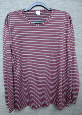 (Q) Herren Shirt/   Langarm Shirt Gr XXL in marone weiß 60% Baumwolle