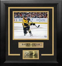David Pastrnak in Action Boston Bruins 8x10 Framed Hockey Photo Laser Autograph