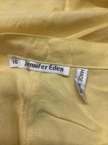 Jennifer Eden Women's Yellow Embroidered Ramie/Rayon Sleeveless 2 Pc.Set Sz. 10 - Picture 21 of 23