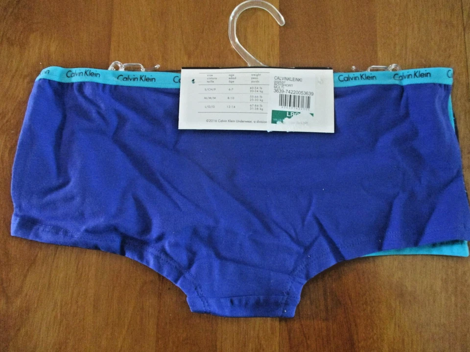 6 对 CALVIN KLEIN 女孩棉男童短裤 L 码 12-14 内衣 — 第 4/4 张图片