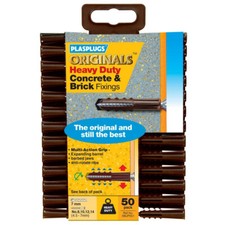 Wall Fixings Plasplug SBJP551 Heavy Duty Masonry Brick Concrete 7mm x50 Raw Plug