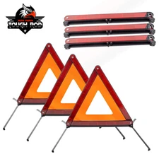 Triple Emergency Warning Triangle Reflector Road Roadside Sign Safety 3Pcs USA