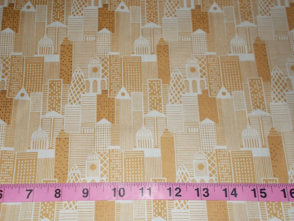 Por Lewis & Irene CITY NIGHTS con estampado de detalles de cobre metálico 100 % tela de algodón patio Foto 3 de 3