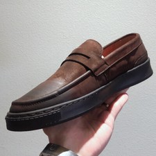 Retro Style Mens Slip On Loafer Real Suede Leather Handmade Business Dress Shoes